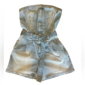Circus NY Strapless Belted Denim Romper - Womens Size 29 - Blue - NWT